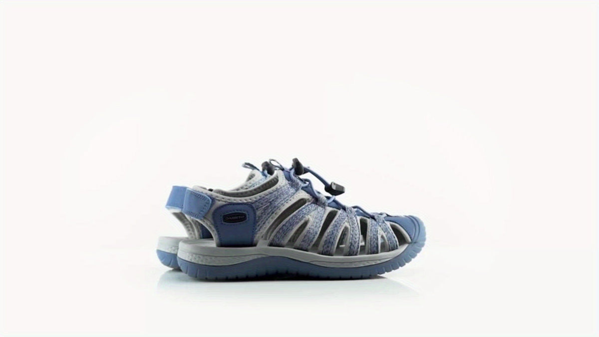 Sandales de randonnée fermées pour femmes, sandales aquatiques légères et antidérapantes avec lacets élastiques réglables et bride auto-agrippante, chaussures de sport respirantes pour la plage, le camping, la pêche, les voyages et la marche