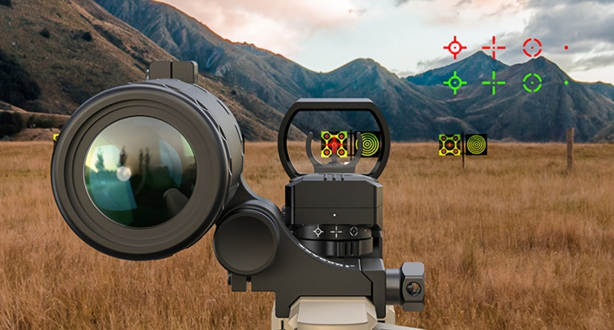 Viseur point rouge et vert 33 mm – 4 types de réticules, 5 niveaux de luminosité, lunette de visée ultralégère sans parallaxe pour fusils, fusils de chasse et carabines, pour la chasse, le tir sur cible et usage tactique, pile CR2032 incluse