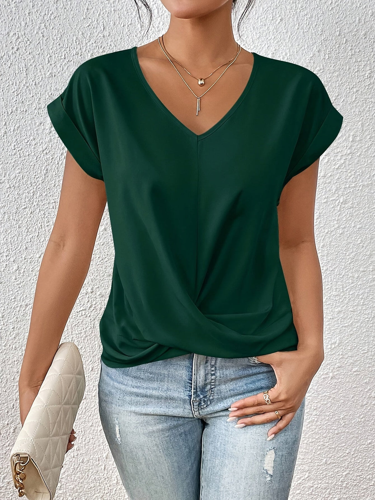 T-shirt à manches courtes pour femme – Haut basique décontracté de couleur unie disponible en 12 coloris, t-shirt doux et confortable pour le printemps et l'été
