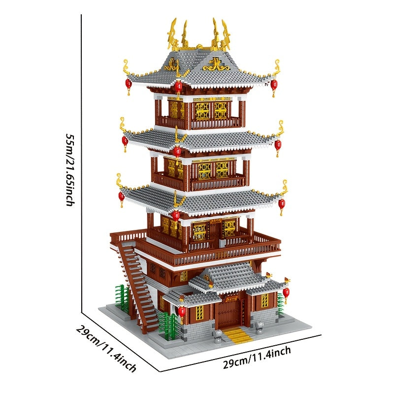 Ensemble de 6134 pièces de construction d'architecture ancienne chinoise "Miroir de la fée céleste", briques miniatures, puzzle complexe pour adultes, décoration intérieure, cadeau STEM pour Noël, anniversaire, Nouvel An