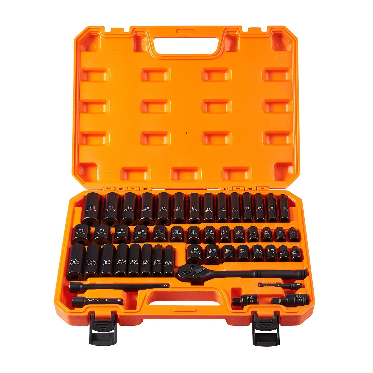 Jeu de douilles à chocs entraînement 3/8" en acier CR-V – Kit de cliquet de 50 à 999 pièces avec adaptateur, tailles SAE et métriques courantes pour la réparation automobile, les projets de bricolage et les mécaniciens professionnels