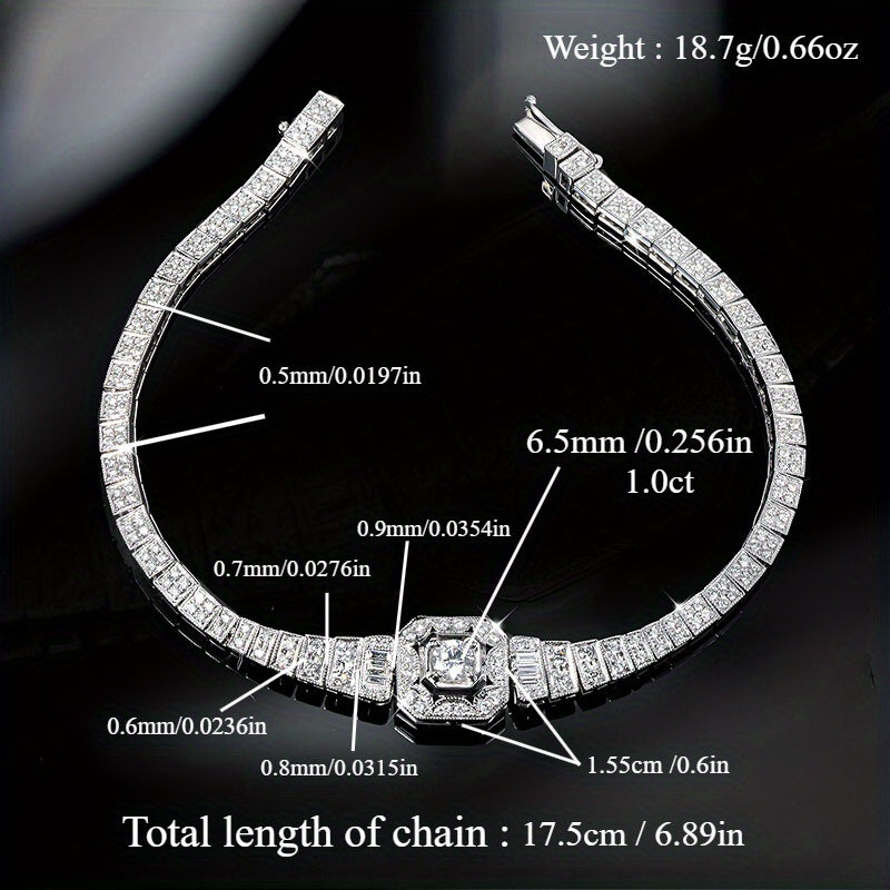 925 Sterling Silver Moissanite Bracelet for Women & Men β Sparkling Luxury Jewelry for Engagement, Wedding, Anniversary, Mother's Day, Holiday Gifts β Elegant Korean Style Daily Wear Bracelet (19.55G)