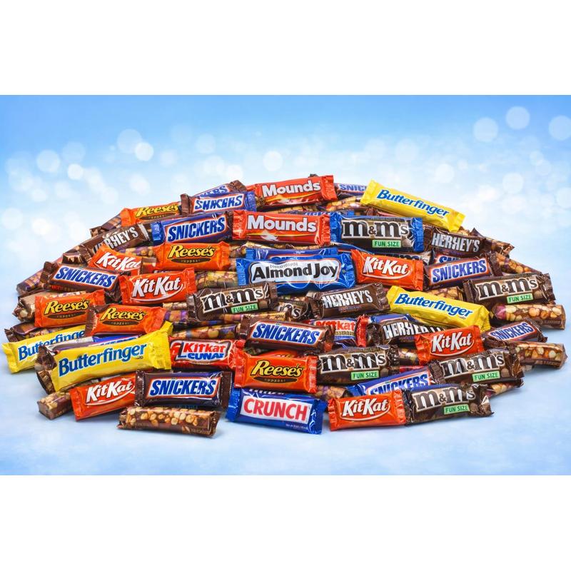Mélange de chocolats assortis en vrac, format individuel, emballés individuellement - Assortiment chocolat au lait, caramel et beurre de cacahuète, sachet pour fête, 1 lb, 3 lb, 6 lb