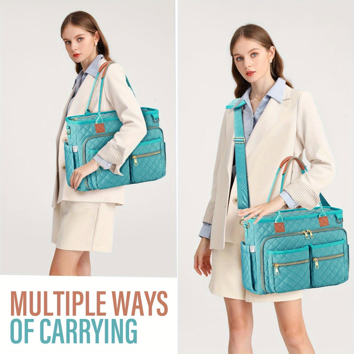 Sac fourre-tout à motif losanges pour femme – Sac de travail pour ordinateur portable à compartiments multiples, sac de banlieue résistant à l'usure pour enseignante, sac à bandoulière professionnel élégant pour le bureau, l'école et les voyages
