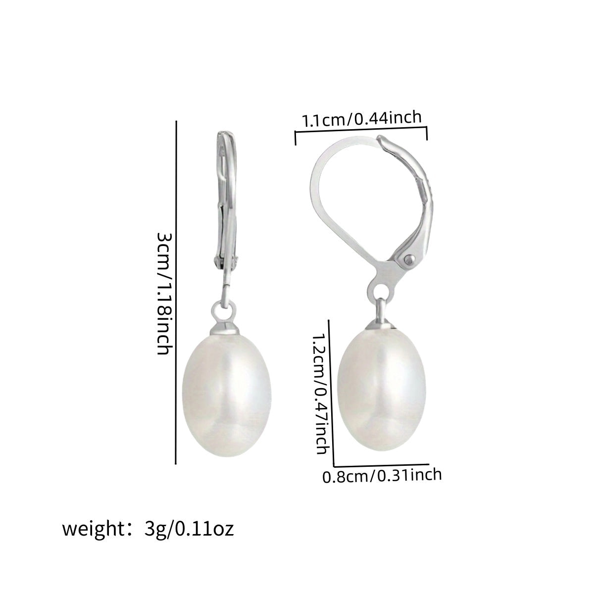 Boucles d'oreilles pendantes en argent sterling 925 avec perles d'eau douce, style français élégant avec fermoir mousqueton pour femmes, cadeau de mariage, de mariée ou de Saint-Valentin