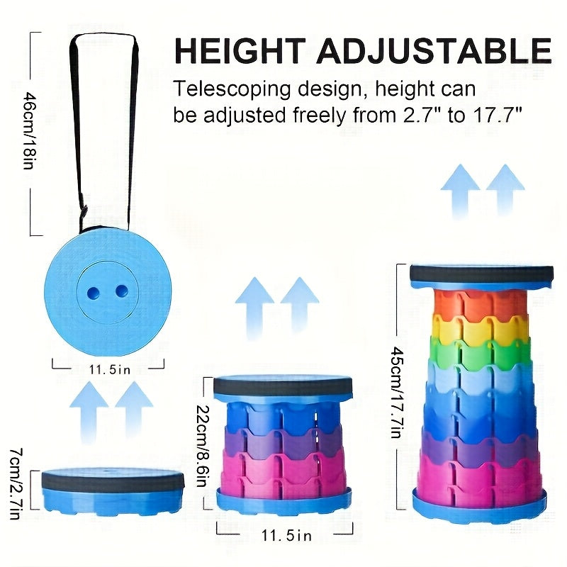Lot de 2 tabourets pliants escamotables, portables et légers, capacité de 180 kg - Siège rétractable pour camping, pêche, randonnée, cuisine, barbecue, intérieur et extérieur