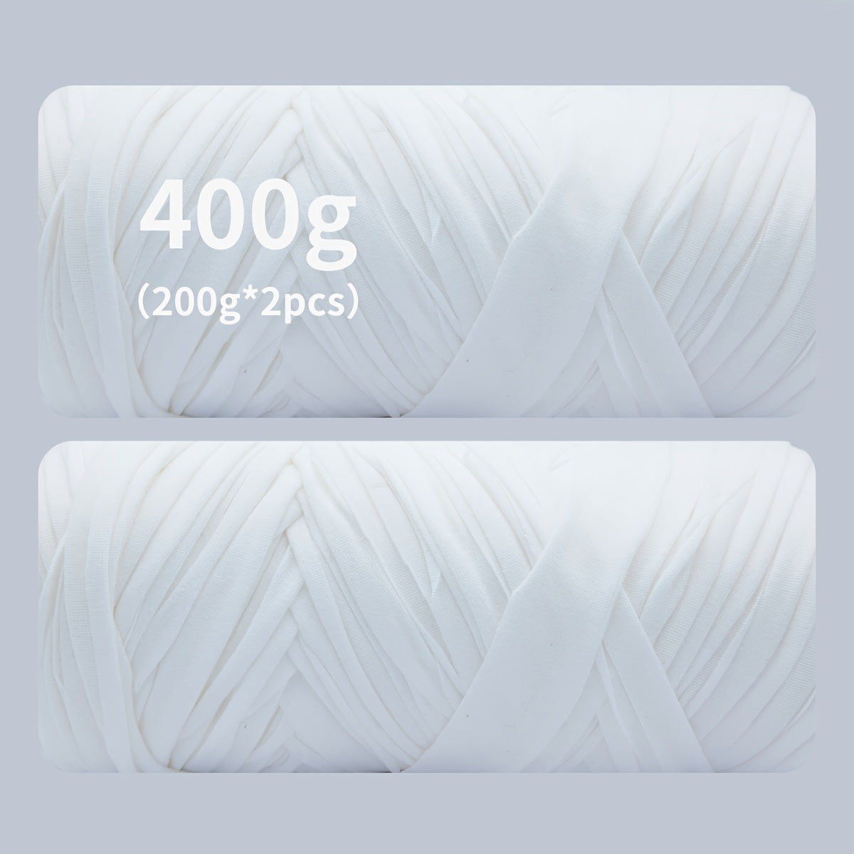 Fil de coton pour t-shirt 400 g (2 x 200 g) mélange de coton épais en 49 couleurs – Fil épais et doux pour paniers au crochet, sacs, tapis, projets de macramé et tricot – Fil de loisirs créatifs idéal pour les débutants