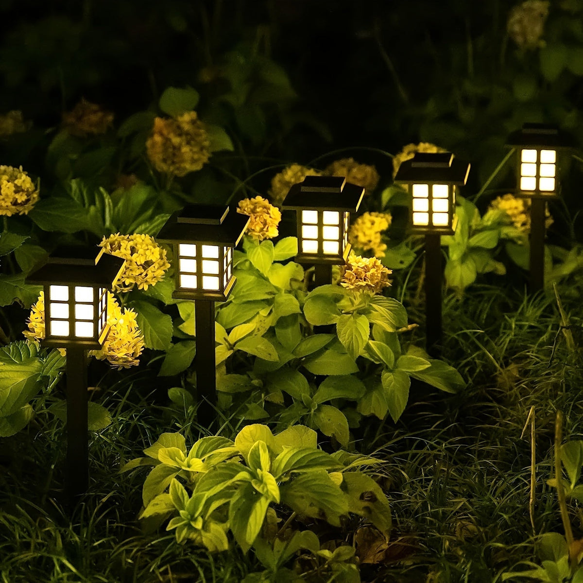Lot de 6/12/24 lampes solaires d'extérieur pour jardin, étanches IP44 | Éclairage paysager LED blanc chaud/multicolore pour allée, cour, terrasse et décoration de fête – Marche/arrêt automatique