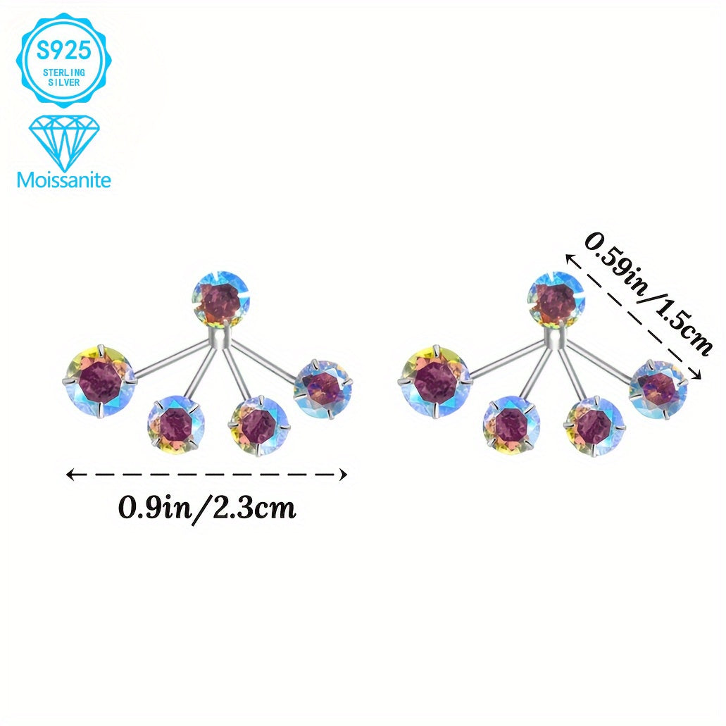 Boucles d'oreilles créoles en forme de tore en argent sterling 925 avec moissanite colorée pour femme – Design bohème unique et éblouissant, bijoux délicats et mignons hypoallergéniques pour les fêtes, le quotidien ou comme cadeau de Noël