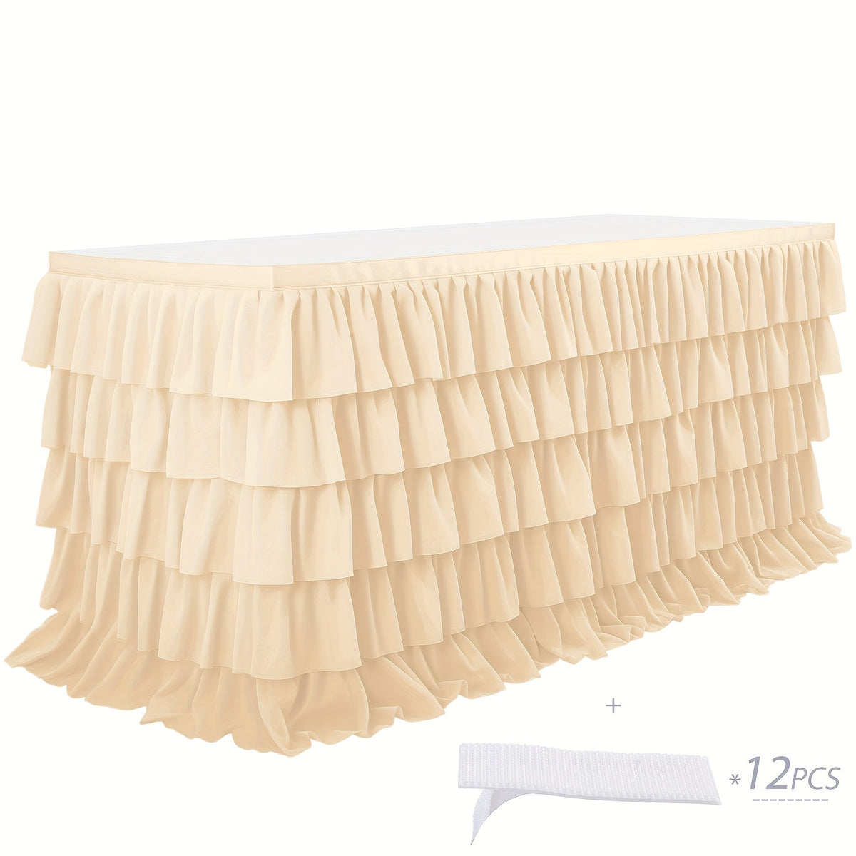 6ft Tulle Tutu Table Skirt β Chiffon Ruffle Table Skirting for Birthday Party, Wedding, Bridal Shower, Girls Party & Holiday Decor β Easy Hook & Loop Install, 12 Colors (72"L x 30"H)
