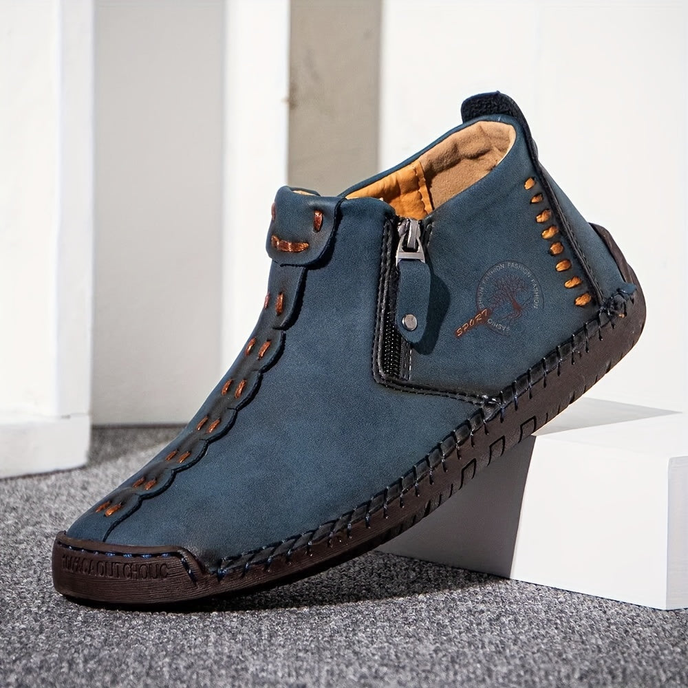 Bottines pour hommes, mocassins décontractés cousus main, chaussures à enfiler pour le travail en extérieur – 4 couleurs, tailles US 7,5-12,5, semelle antidérapante durable
