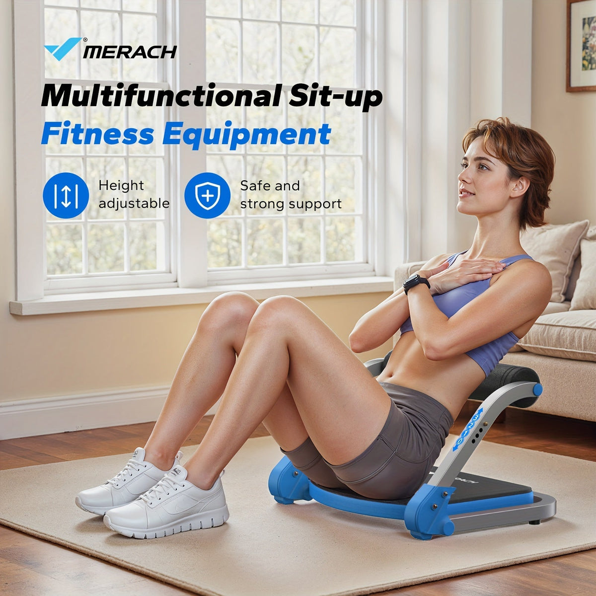 Appareil d'entraînement abdominal multifonction pour salle de sport à domicile – Équipement de renforcement du tronc, d'amincissement de la taille et de travail des abdominaux pour hommes et femmes – Rouge et bleu