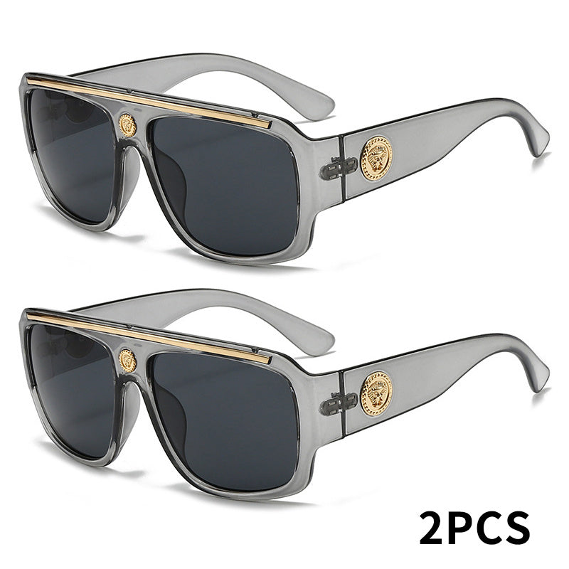 Lot de 2 lunettes de mode carrées Cyberpunk pour homme avec monture en métal – Lunettes de soleil légères style urbain pour homme, 8 options de couleur, usage quotidien et cadeau