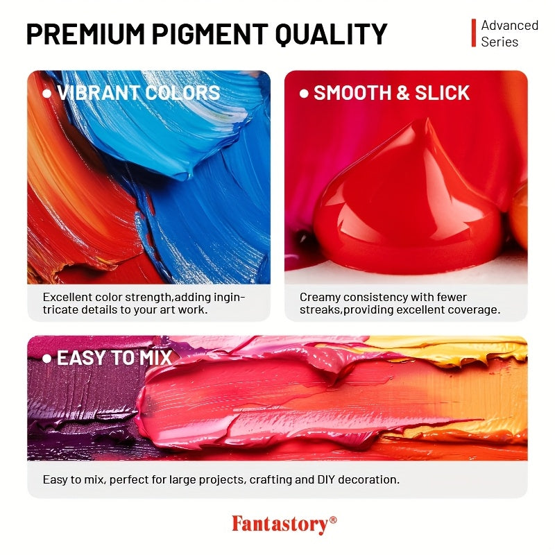 Ensemble de peinture acrylique professionnelle, 24 couleurs, grand format 60 ml, avec 12 pinceaux – Peintures acryliques riches en pigments et épaisses pour toile, bois, pierre, verre et céramique – Fournitures d'art pour débutants et artistes
