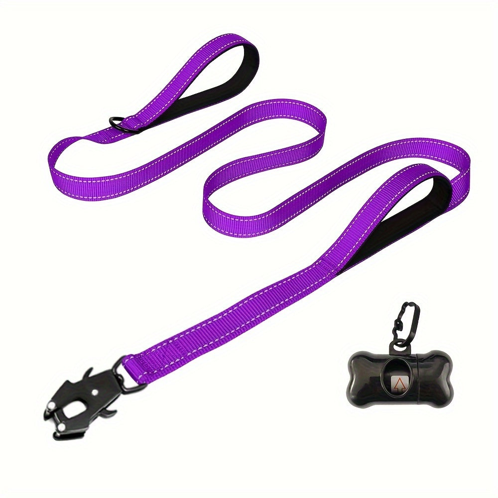Laisse pour chien robuste de 1,8 m avec double poignée et mousqueton tactique – Laisse de dressage en corde réfléchissante avec attache rapide verrouillable pour chiens moyens et grands, 11 couleurs disponibles