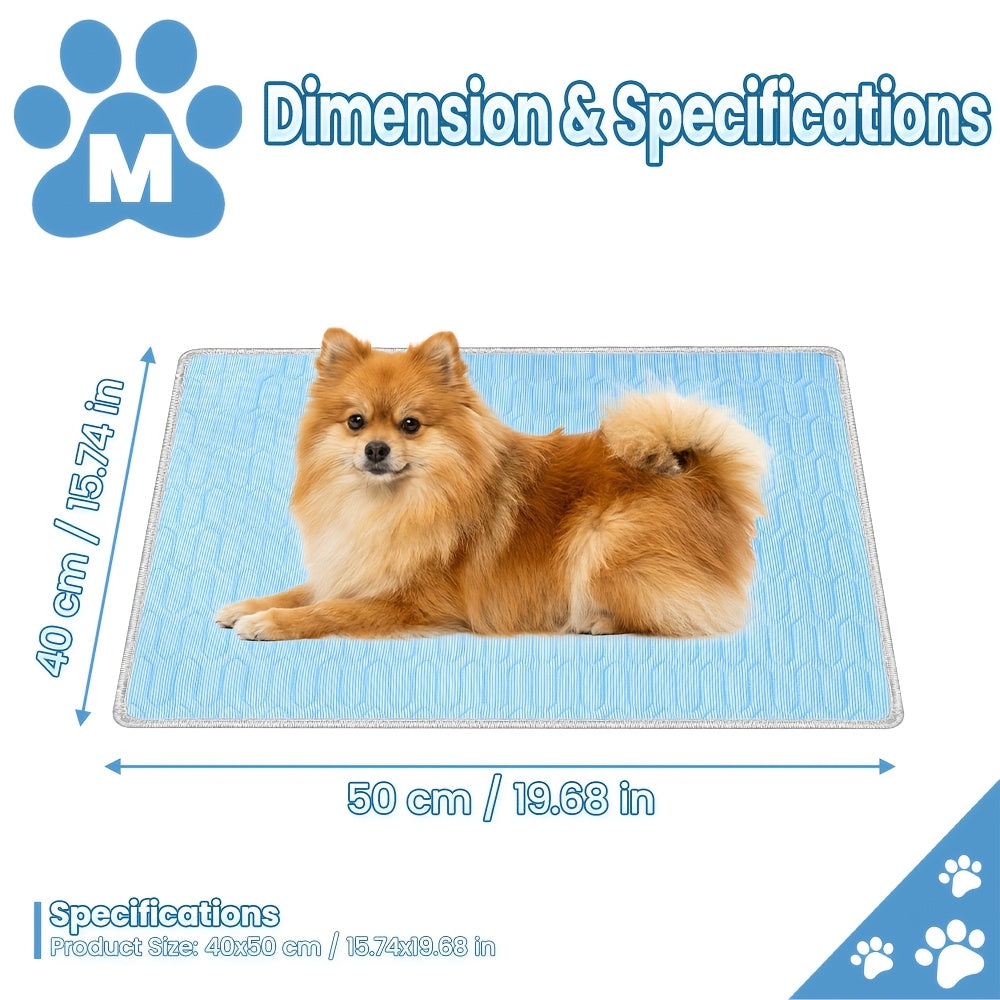 Tapis rafraîchissant pour animaux été 2026 – Coussin de couchage absorbant et effet frais pour chiens et chats, maintient les animaux au frais tout l'été, 3 tailles M/L/XL pour petits, moyens et grands animaux (bleu)