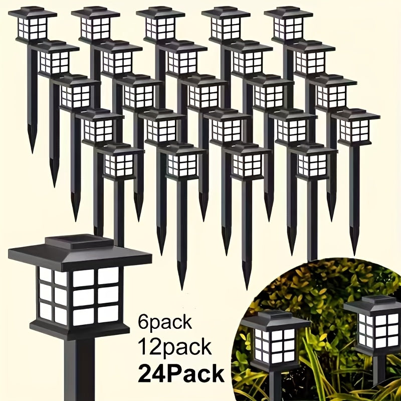 Lot de 6/12/24 lampes solaires d'extérieur pour jardin, étanches IP44 | Éclairage paysager LED blanc chaud/multicolore pour allée, cour, terrasse et décoration de fête – Marche/arrêt automatique