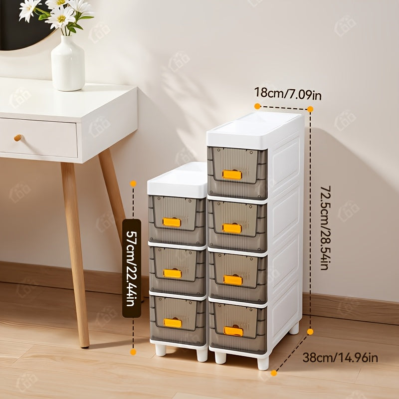 Meuble de rangement fin à roulettes avec tiroirs, organisateur en PP imperméable à 3, 4, 5 ou 6 niveaux pour salle de bain, cuisine, chambre, petits espaces – Tour de rangement étroite