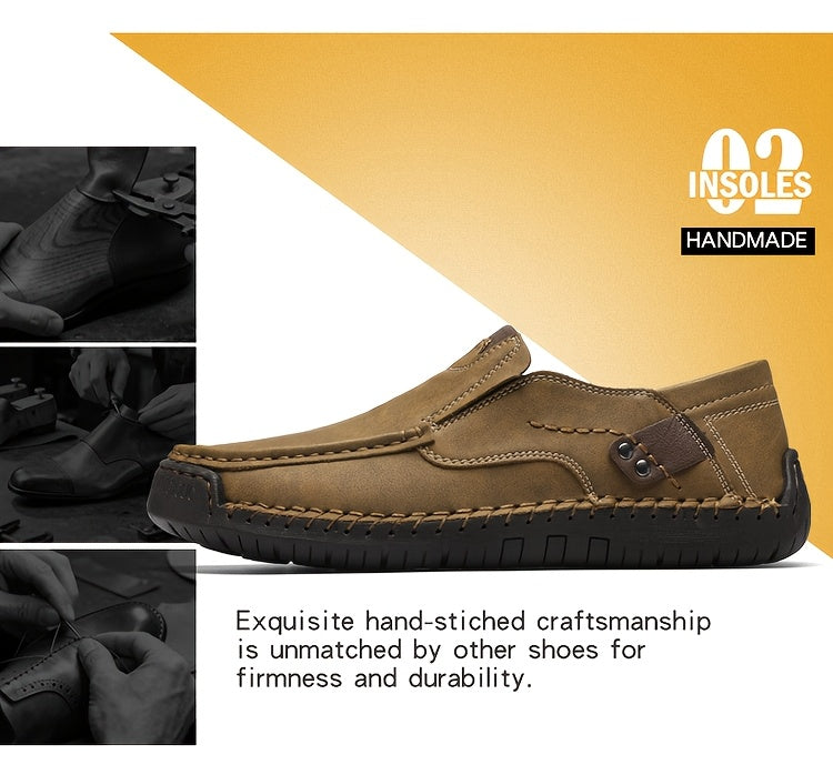 Mocassins de conduite cousus main pour homme, chaussures à enfiler légères et respirantes – Mocassins décontractés style bateau pour le travail, les voyages, la marche et l'extérieur, tailles US 4–12,5