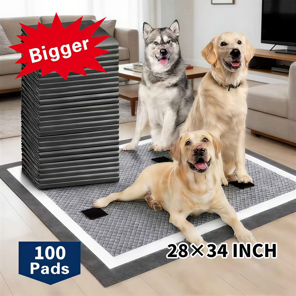 Alèses pour grands chiens, format Jumbo, paquet de 50 ou 100 – Tapis de propreté ultra-absorbants à 6 couches, résistants et anti-fuites, séchage rapide et contrôle des odeurs, parfaits pour l'éducation des chiots et les chiens âgés