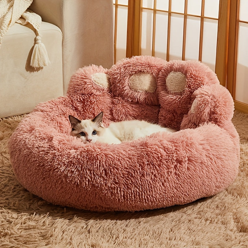 Panier pour animaux en forme de patte d'ours, peluche douce et chaude, lit douillet façon canapé rembourré pour chiens et chats, 6 couleurs : gris, rose, café, tailles M, L, XL, XXL, XXXL, lit d'hiver confortable pour chien et chat