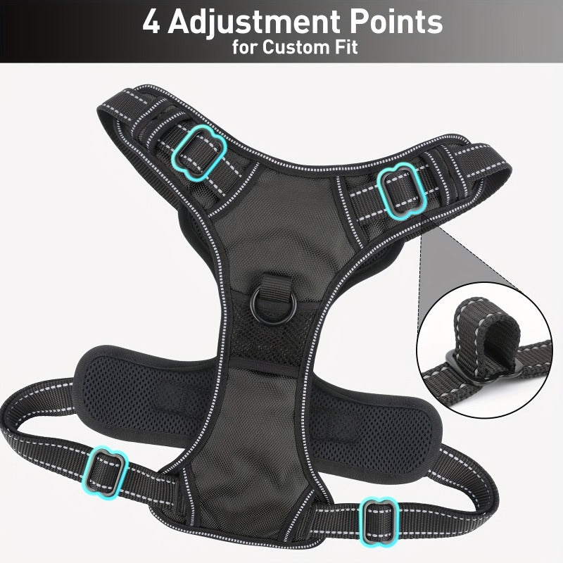 Ensemble harnais anti-traction et laisse pour chien – Harnais gilet réglable en tissu Oxford réfléchissant avec laisse à poignée rembourrée de 1,5 mètre pour chiens moyens à grands, boucles à dégagement rapide, tailles S à XL, 5 couleurs