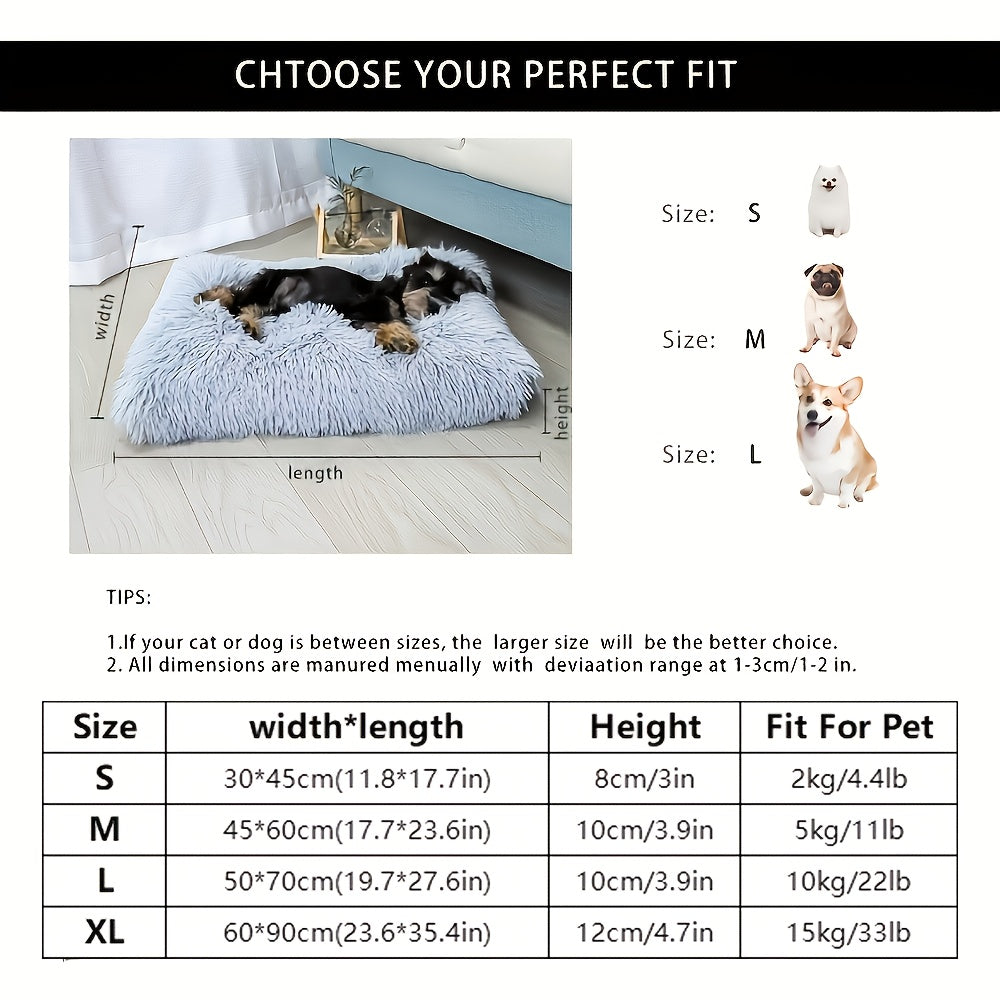 Très grand lit pour chien et tapis pour chat – Coussin pour animal de compagnie en fibre de polyester épais et chaud avec housse amovible et lavable, mobilier confortable et apaisant pour toutes les races de chiens et chats, couchage durable