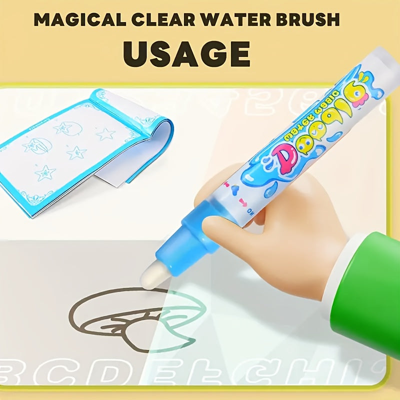 Tapis de dessin à l'eau pour enfants, toile de peinture magique réutilisable, kit d'art sans taches, 3 ans et +, grand format 80x60 cm, motifs animaux marins, boîte cadeau