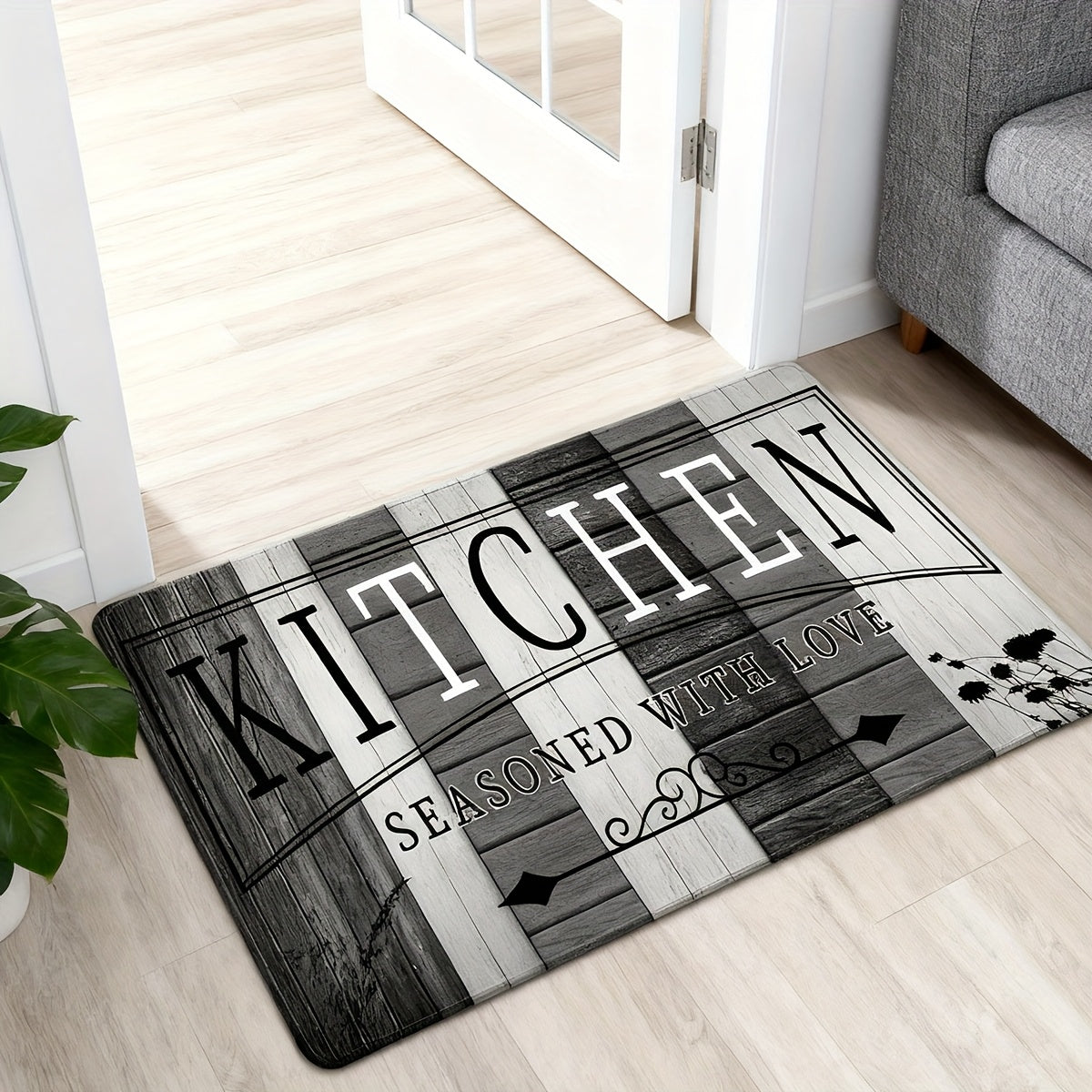 Tapis de cuisine absorbant antidérapant | Tapis de sol anti-fatigue à imprimé premium | Tapis de porte lavable pour cuisine, salle de bain, buanderie, chambre et couloir | Aspect bois et uni | Tailles multiples de 50x80 cm à 60x180 cm