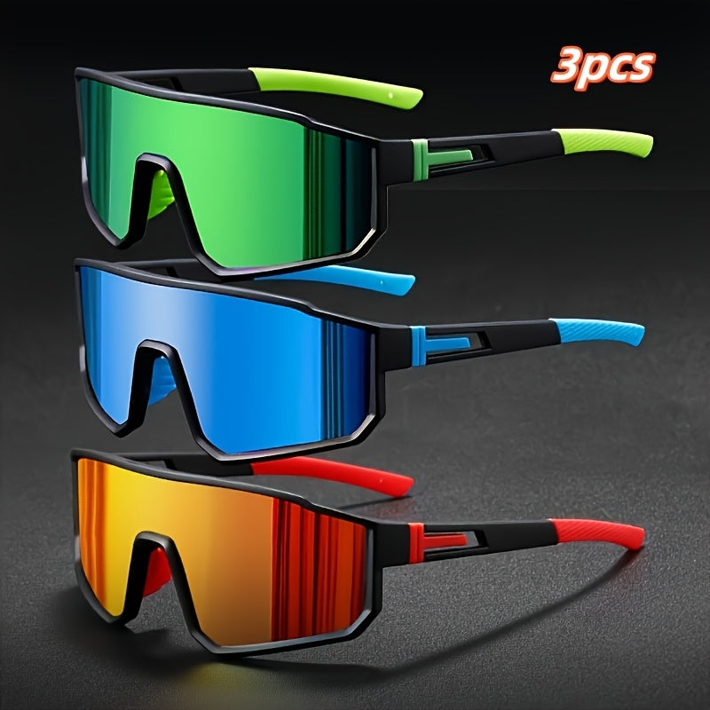 Lot de 3 paires de lunettes de soleil miroir pour hommes et femmes – Lunettes de mode colorées en polycarbonate, monture durable, protection UV, parfaites pour la plage, les festivals et un usage quotidien