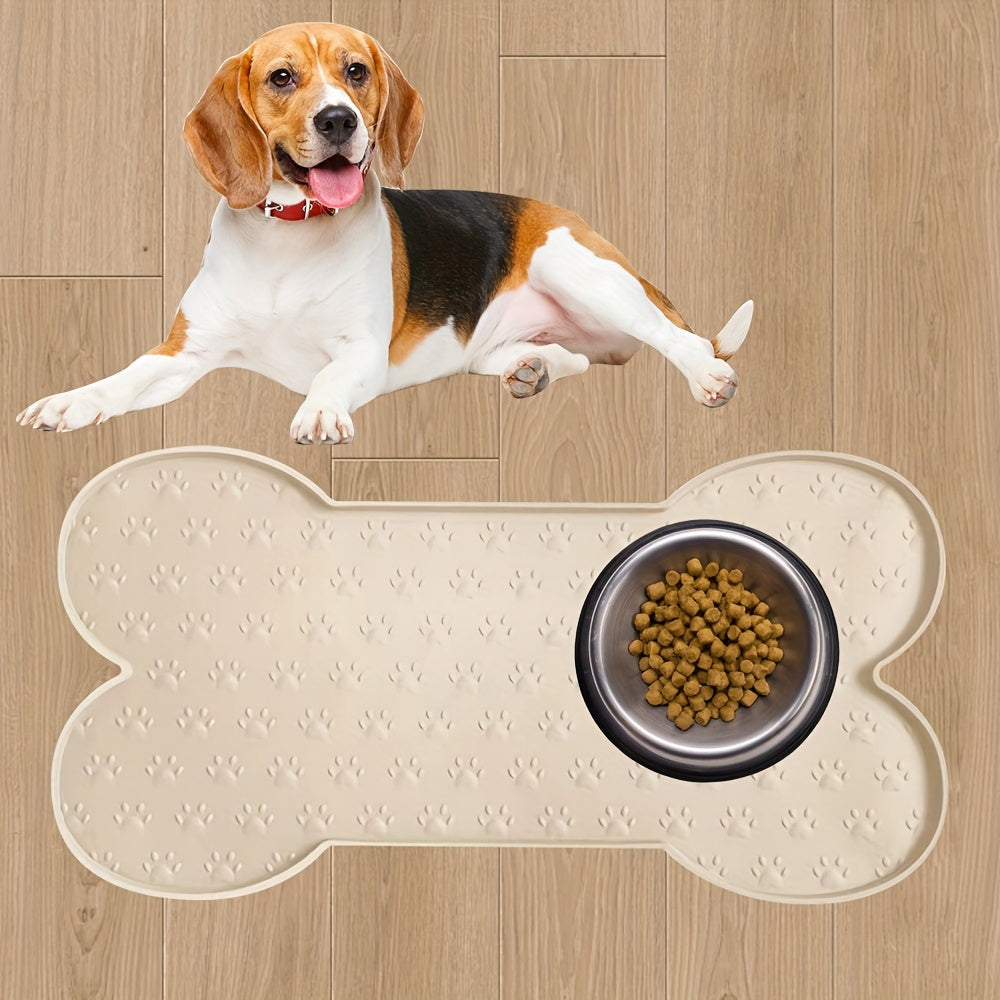 Tapis de nourrissage en silicone pour chiens – Tapis de gamelle antidérapant et imperméable facile à nettoyer – Sets de table pour gamelles d'eau et de nourriture pour chiens en noir, abricot, rose et gris