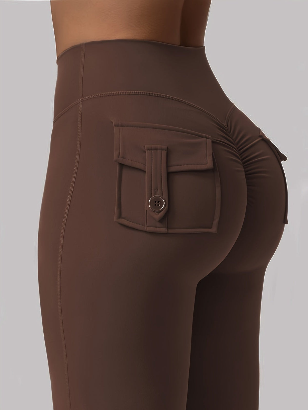 Ensemble 3 pièces pour femme : pantalon de yoga évasé à taille haute avec ceinture et poches, legging galbant effet push-up, squat-proof, 90 % polyester extensible, coupe évasée pour le sport, la gym, la course et le quotidien