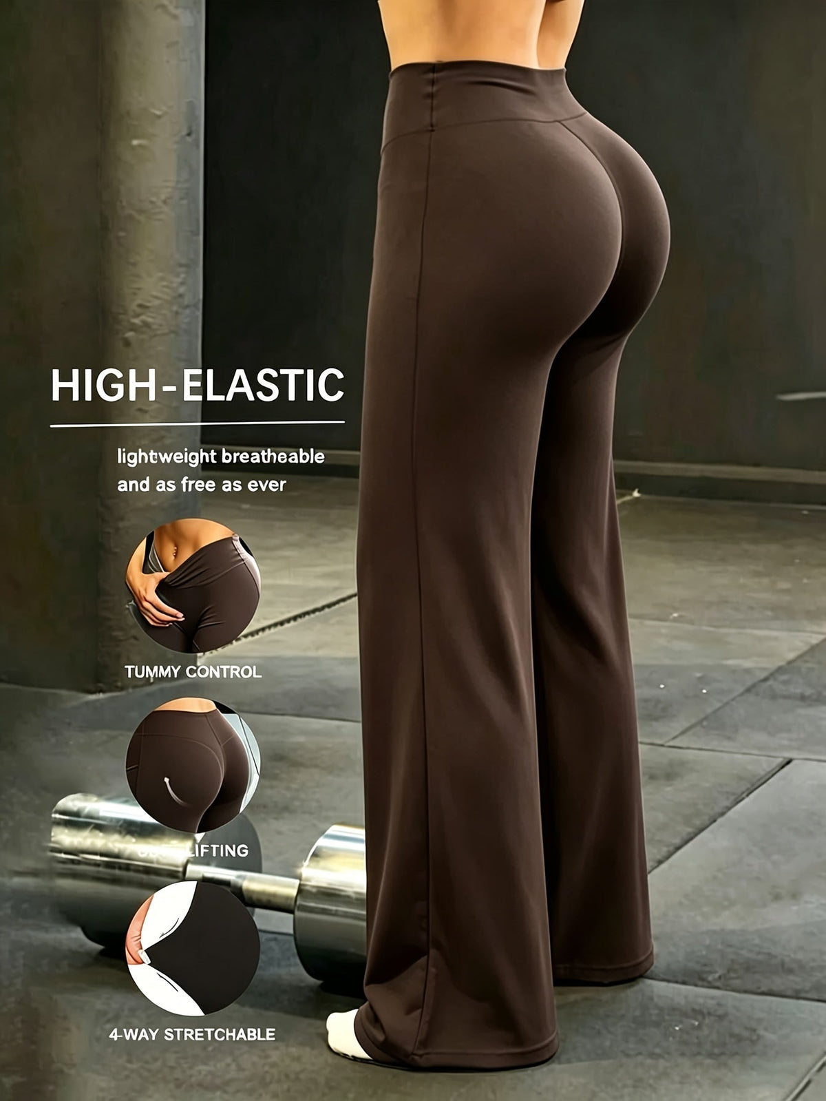 Pantalon large à taille haute pour femme, séchage rapide, coupe ample, taille élastique - Pantalon long décontracté style français pour le printemps et l'été, S-XL