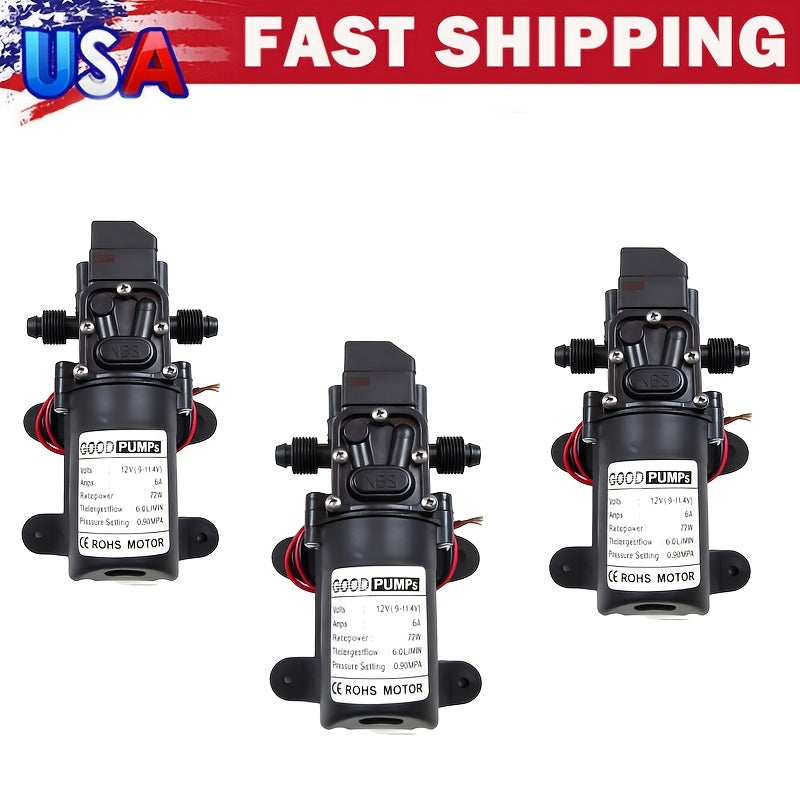 Pompe à eau à diaphragme auto-amorçante 12V 130PSI, pompe électrique portable haute pression pour lavage de voiture, camping-car, caravane, aquarium et pressurisation d'eau - Lot de 1/2/3, ABS durable