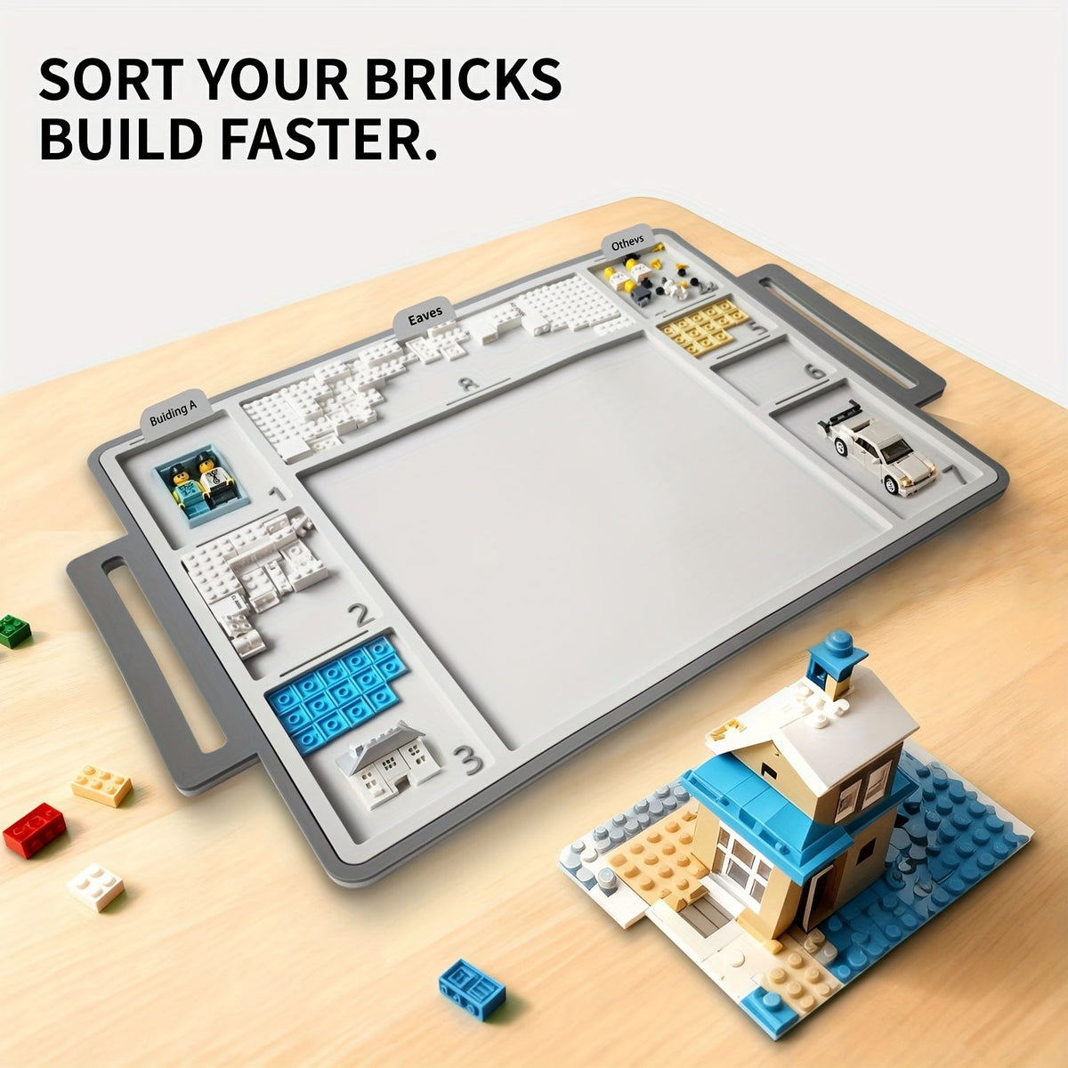 Plateau de tri pour briques de construction avec compartiments numérotés, organisateur pour trier, étiqueter et ranger vos briques LEGO pour construire plus vite et plus intelligemment, plusieurs couleurs disponibles