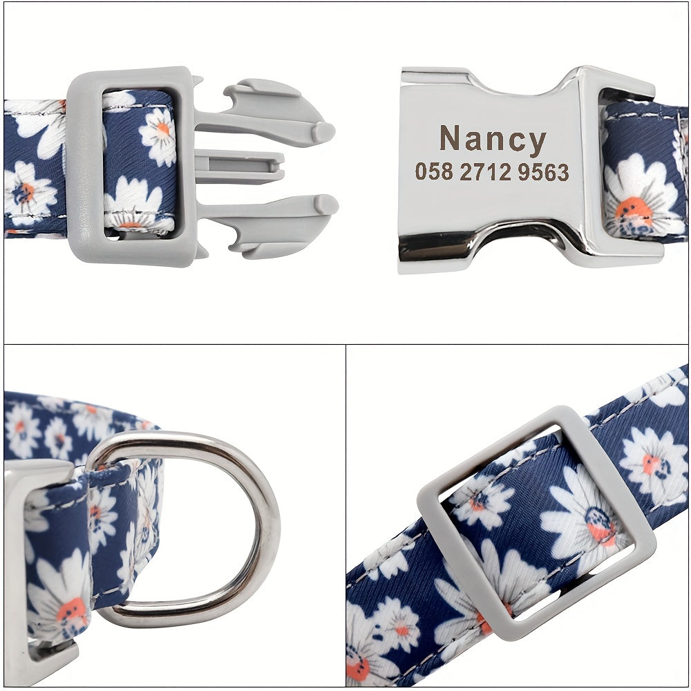 Collier pour chien en nylon personnalisé, gravé et imprimé avec nom et numéro de téléphone – Collier pour animaux de compagnie pour chiots, chats et chiens de petite à grande taille, tailles S, M, L, 7 couleurs éclatantes
