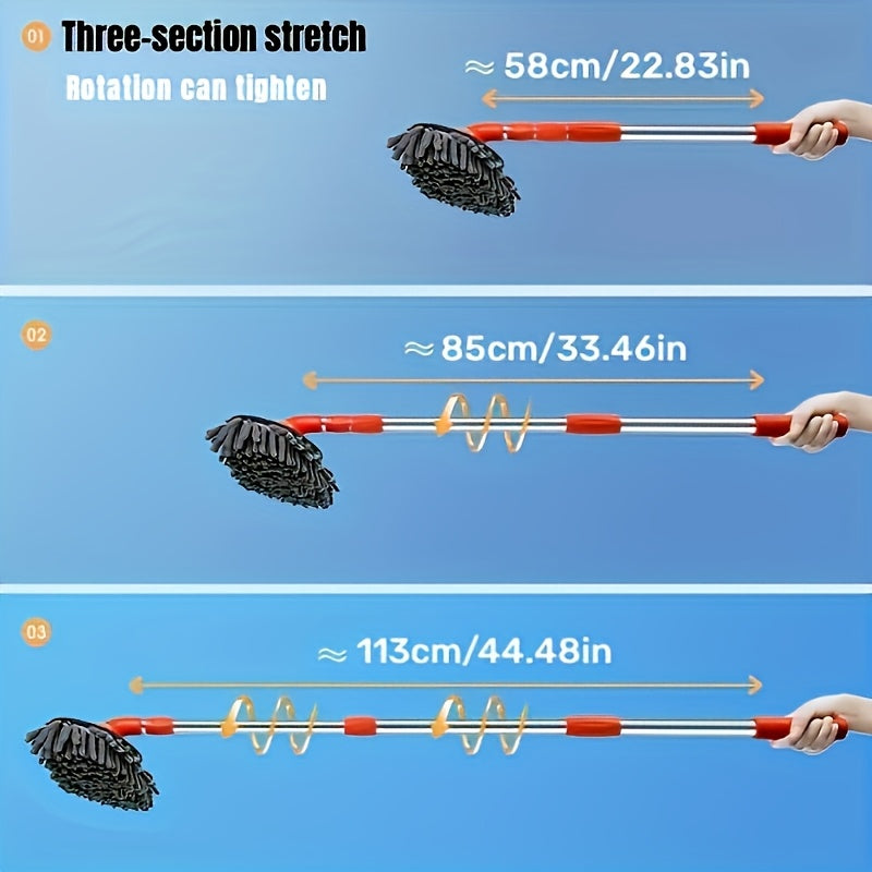 Ensemble balai et brosse de nettoyage pour voiture en microfibre réglable – Balai de lavage à manche télescopique pour voitures et camions, brosse en microfibre douce pour un nettoyage extérieur sans rayures, une brillance impeccable à chaque fois