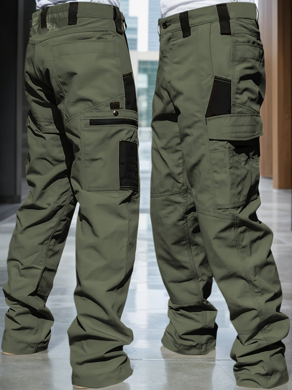 Pantalon cargo tactique pour homme, lot de 2, tissu ripstop, multi-poches, pantalon de travail d'extérieur pour camping, randonnée, chasse, pêche, coupe droite, passants de ceinture, S-XXXL