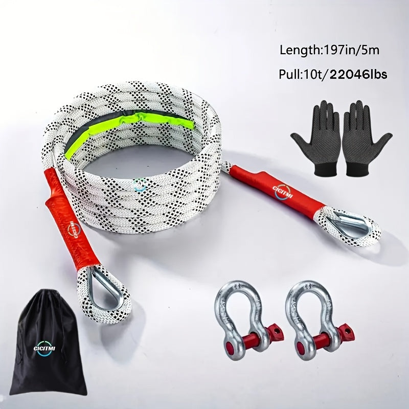 Kit de sangle de remorquage robuste 16 pieds – Crochets en U en acier, sangle de dépannage tout-terrain pour SUV, 4 capacités au choix : 6613 / 11023 / 22046 / 39683 LBS