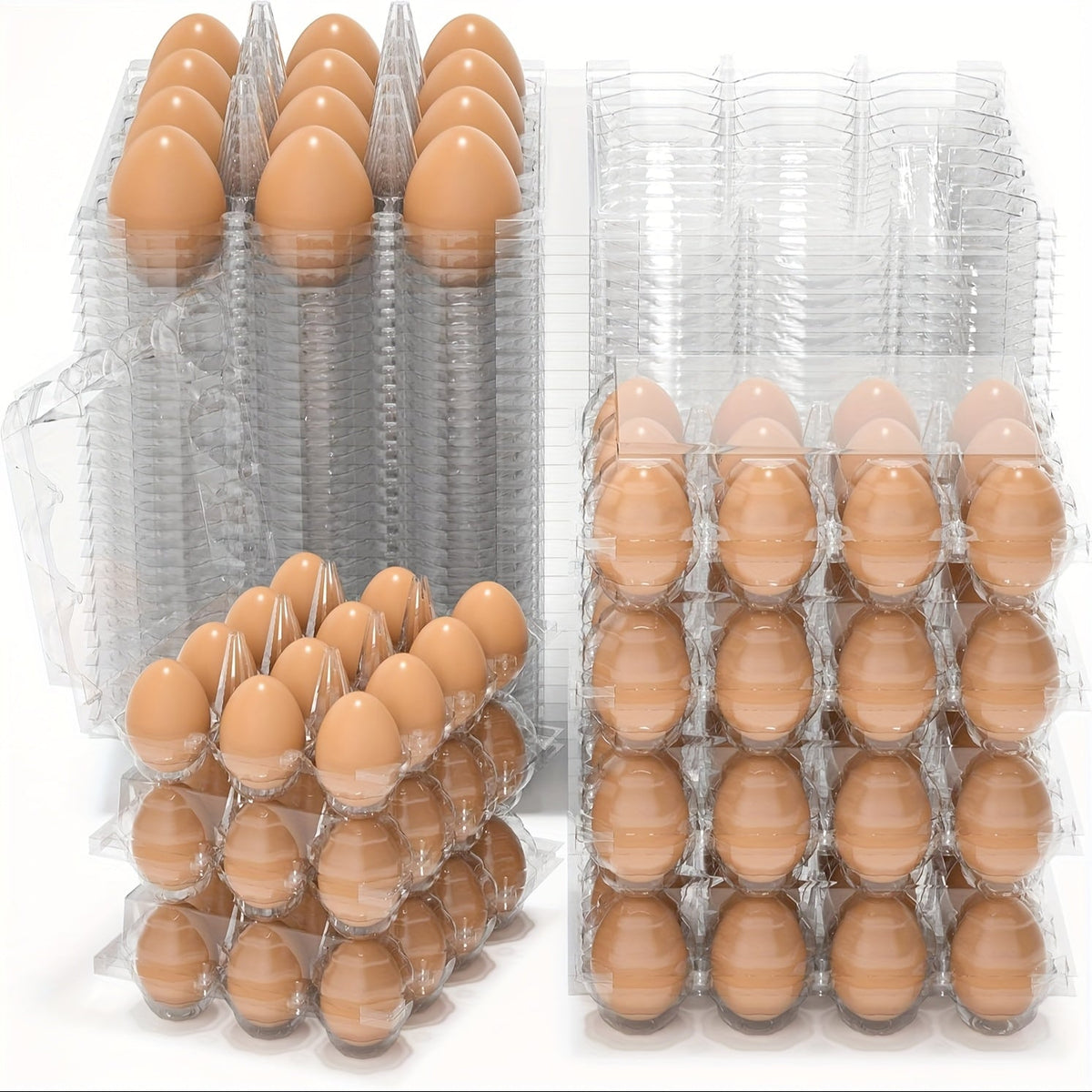 Lot de 60 boîtes à œufs transparentes en plastique, 12 alvéoles avec étiquettes – Boîtes à œufs en PET en gros pour la cuisine, l'élevage, la ferme avicole, le marché fermier et le stockage au réfrigérateur, capacité d'une douzaine d'œufs standard