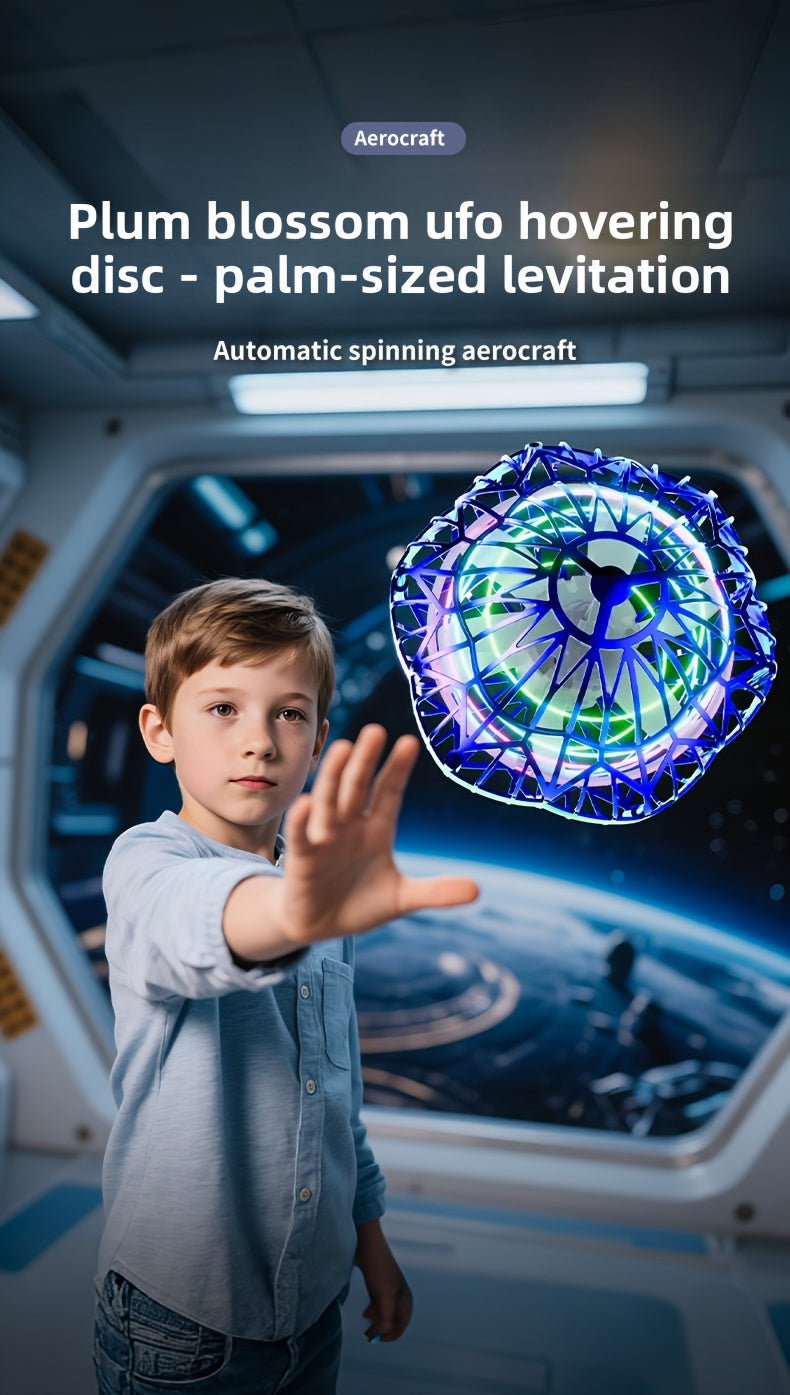 Jouet volant intelligent en forme de soucoupe volante, drone hexagonal rotatif à vol autonome, contrôlé par la main, robot volant d'intérieur, cadeau d'anniversaire ou de Noël pour enfants et adultes, bleu, violet, rouge
