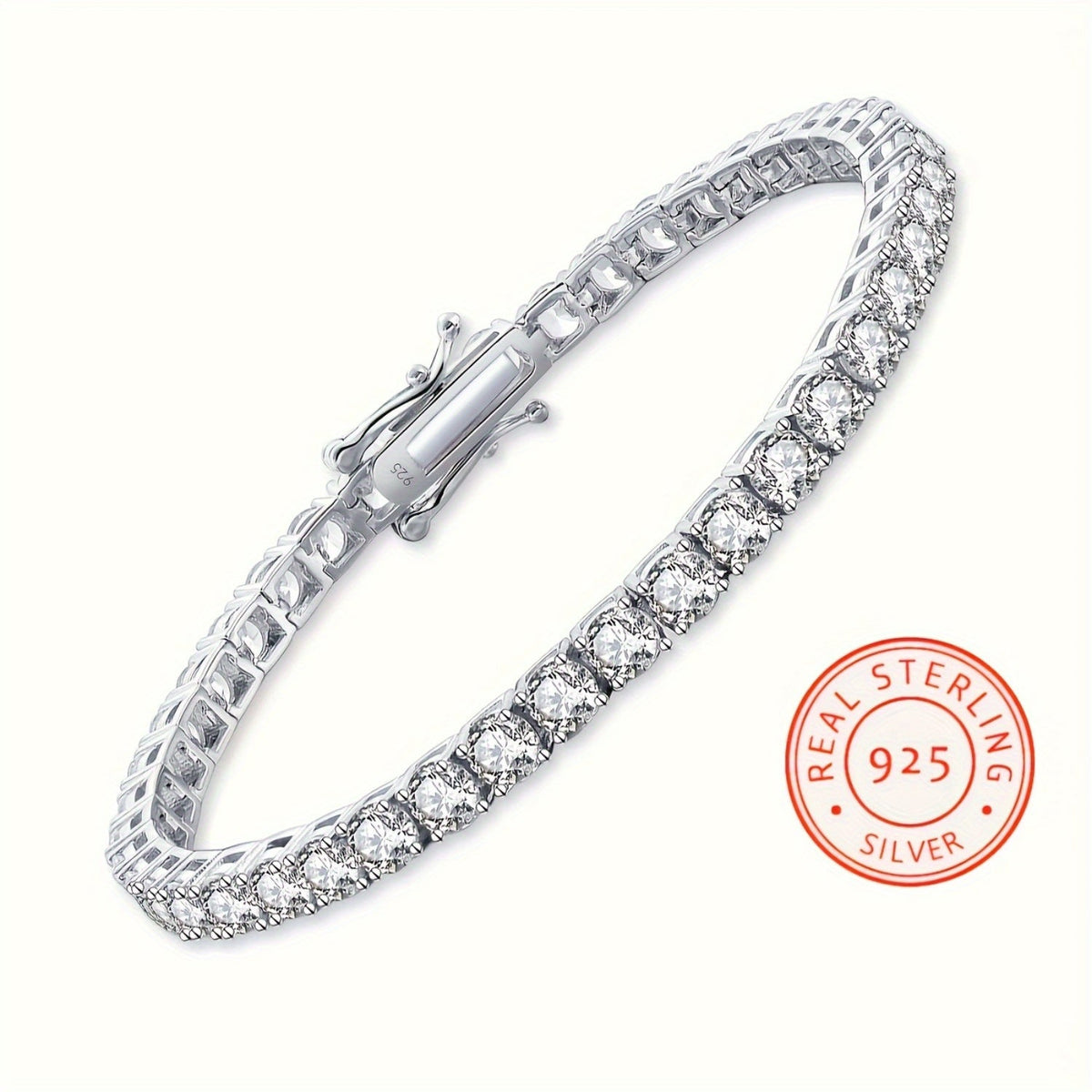 Bracelet tennis en argent sterling 925 avec moissanite 5 mm, 0,5 carat, bijou de luxe étincelant, cadeau pour anniversaire de mariage, anniversaire, 4 tailles