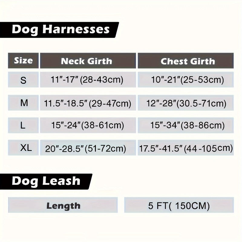 Ensemble harnais anti-traction et laisse pour chien – Harnais gilet réglable en tissu Oxford réfléchissant avec laisse à poignée rembourrée de 1,5 mètre pour chiens moyens à grands, boucles à dégagement rapide, tailles S à XL, 5 couleurs