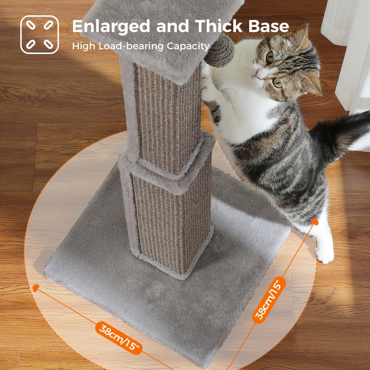 Arbre à chat à plusieurs niveaux avec poteau en sisal et jouets suspendus pour chats d'intérieur, tour d'escalade robuste et centre d'activités pour chats énergiques, disponible en gris et noir