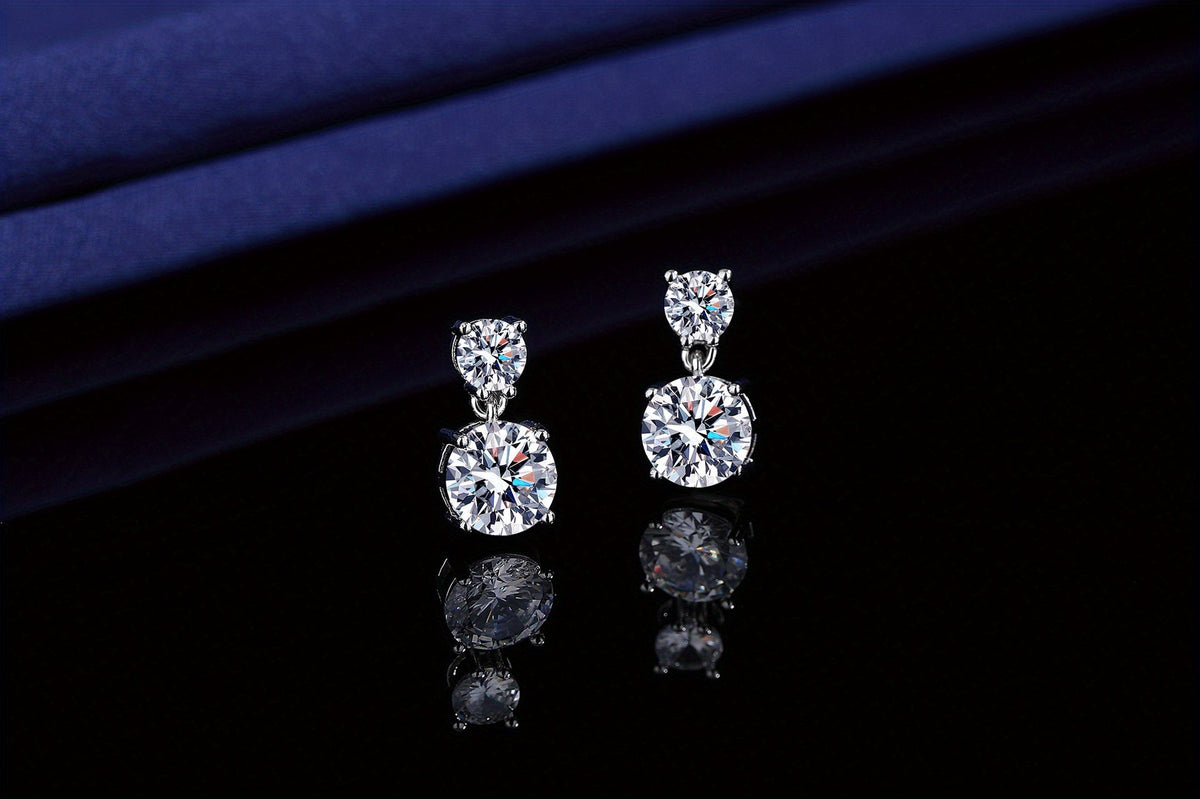 Boucles d'oreilles clous en mo issanite de 5 carats pour femme – Boucles d'oreilles pendantes en argent sterling 925, bijou de luxe brillant, cadeau idéal pour Noël, la Saint-Valentin et les occasions spéciales
