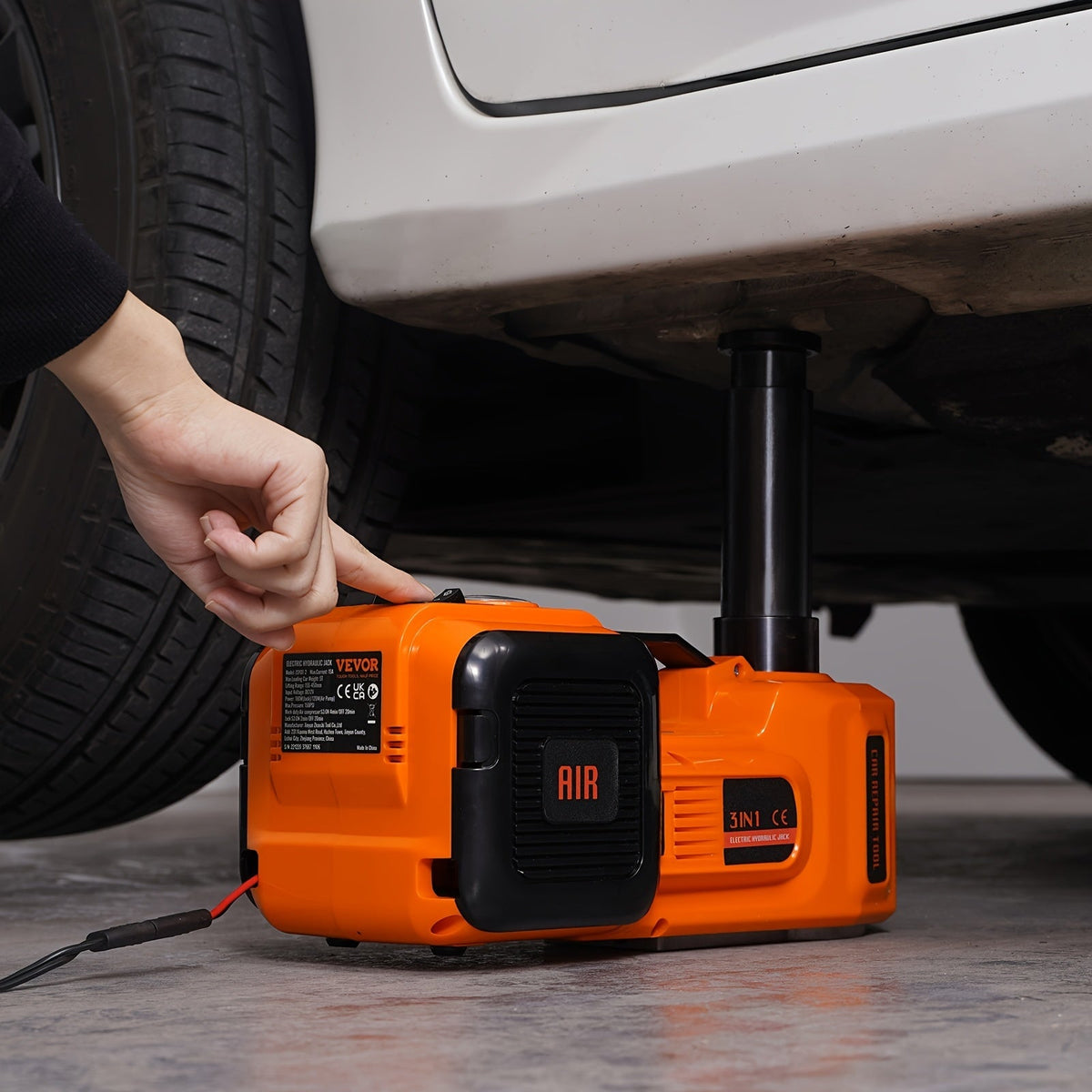 HAPPYBUY Cric hydraulique pour voiture 5 tonnes 11023 lb avec pompe gonflable intégrée et lumière LED - Élévateur de voiture portable pour changement de pneu et réparations de garage, compatible avec SUV, monospace, berline et camion