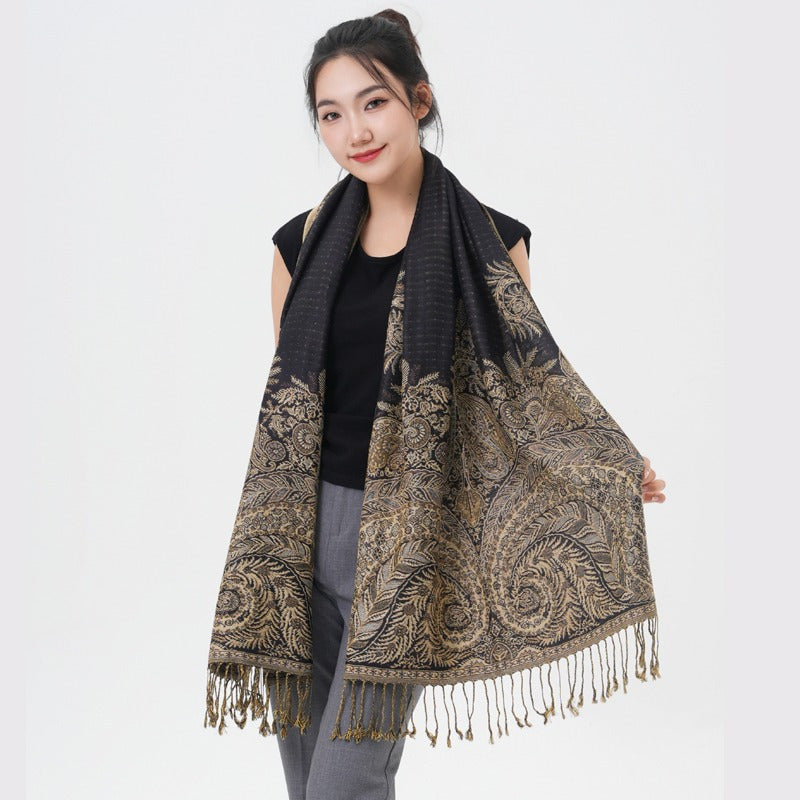 Écharpe pashmina à motif cachemire « queue de phénix » – Châle enveloppant épais et chaud pour femme, tissu doux et luxueux disponible en 17 couleurs éclatantes, polyvalent pour les événements formels, le quotidien et les cadeaux