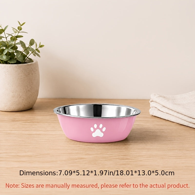Stainless Steel Pet Bowl with Non-Slip Base β Colorful Printed Food & Water Dish for Cats and Dogs, Durable Easy-Clean Feeding Bowl for Small Medium Large Pets