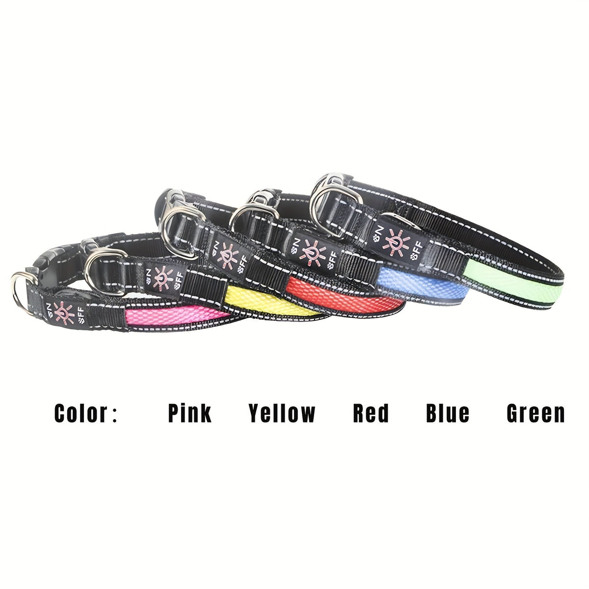 Collier pour chien à LED rechargeable par USB en maille souple – Collier de sécurité lumineux réglable pour chiens de petite, moyenne et grande taille, 5 couleurs bleu vert rose rouge jaune, tailles XS à XL pour les promenades nocturnes