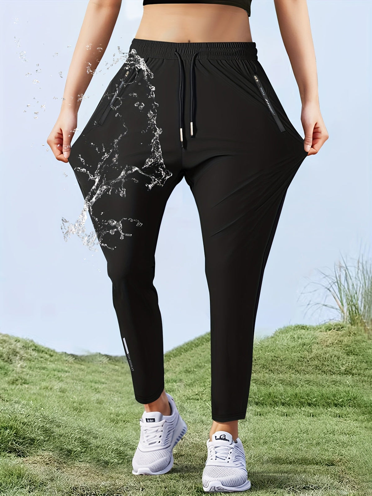 Pantalon de jogging athlétique pour femme, coupe droite, séchage rapide, haute élasticité, taille à cordon, poche zippée, pantalon de course léger et déperlant, 5 couleurs, XS-XL